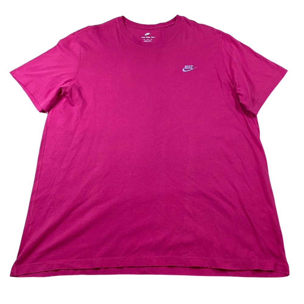 Nike Mens XXL Fuchsia Pink Short Sleeve Embroidered Swoosh Logo T-Shirt Tee